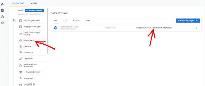 ga4 property datenstream verknuepfen