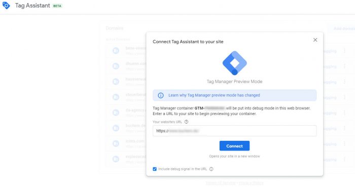 google tag manager tag assistant open debugger