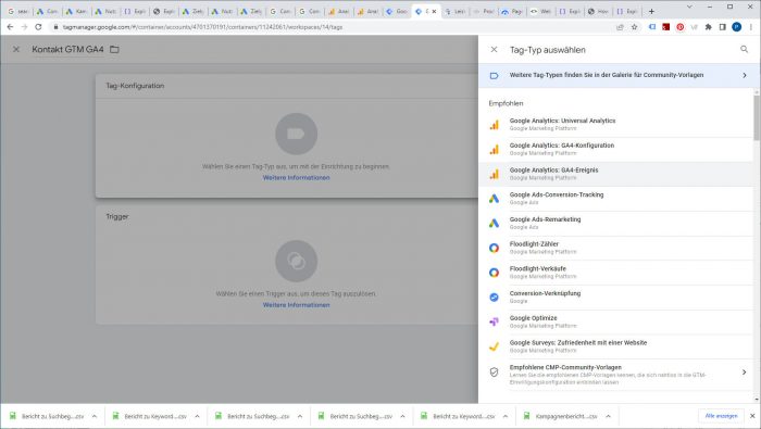 google tag manager tag typ auswaehlen