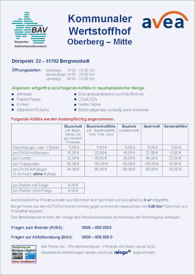 Flyer 2023 zum Wertstoffhof Oberberg-Mitte