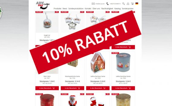 Weihnachtsdosen & Baumschmuck - Der Dosenspezialist ADV Pax hat festlich Dosen für Weihnachten im Sortiment. Und 10% Rabatt auf alles bis zum 14. Dezember.