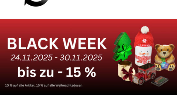 Auch dieses Jahr haut ADV PAX zur Black Week wieder Dosen raus. 10% auf das gesamte Sortiment, 15% auf alle Weihnachtsdosen!